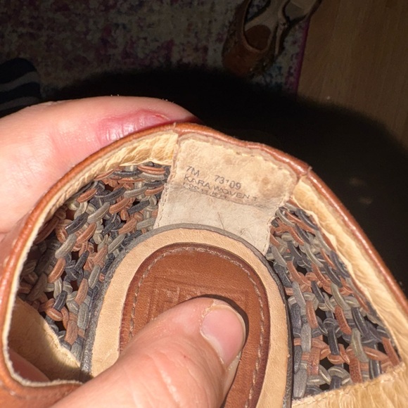 Frye Grace Woven T Strap Platform High Heels Leather Sandals Shoe - Picture 2 of 5